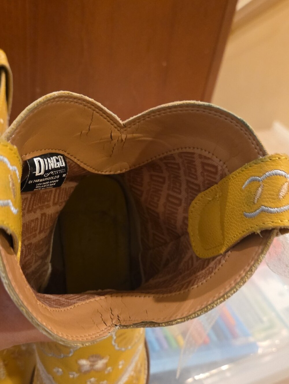 dingo Yellow Embroidered Western Ankle Boots - Picture 5 of 7